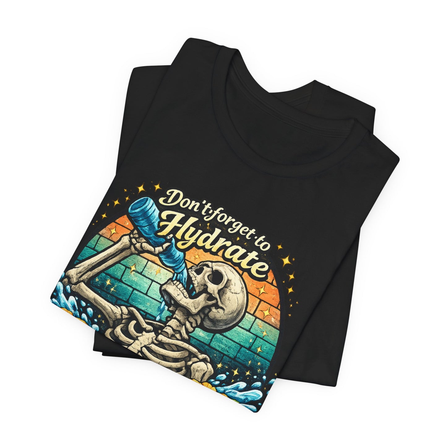 Hydrate Reminder Tee — Vintage Skull Drinking Design