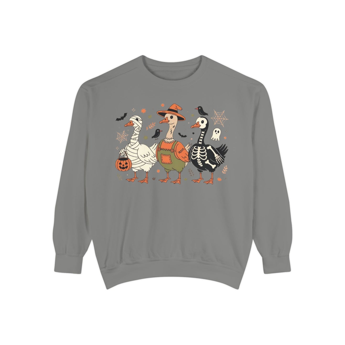 Halloween Goose Squad Sweatshirt — Cute Spooky Ducks Trick-or-Treat Graphic