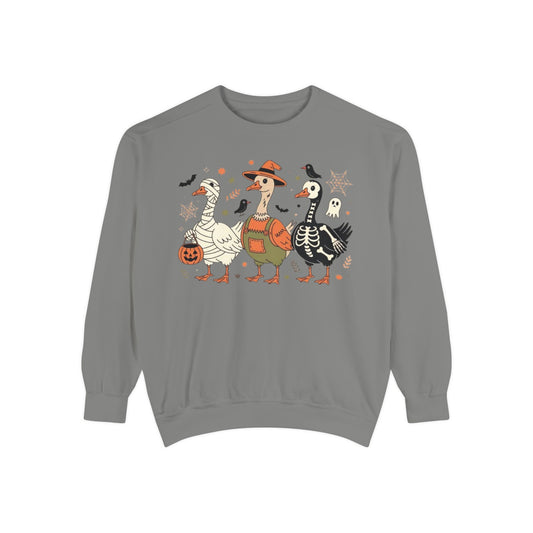 Halloween Goose Squad Sweatshirt — Cute Spooky Ducks Trick-or-Treat Graphic