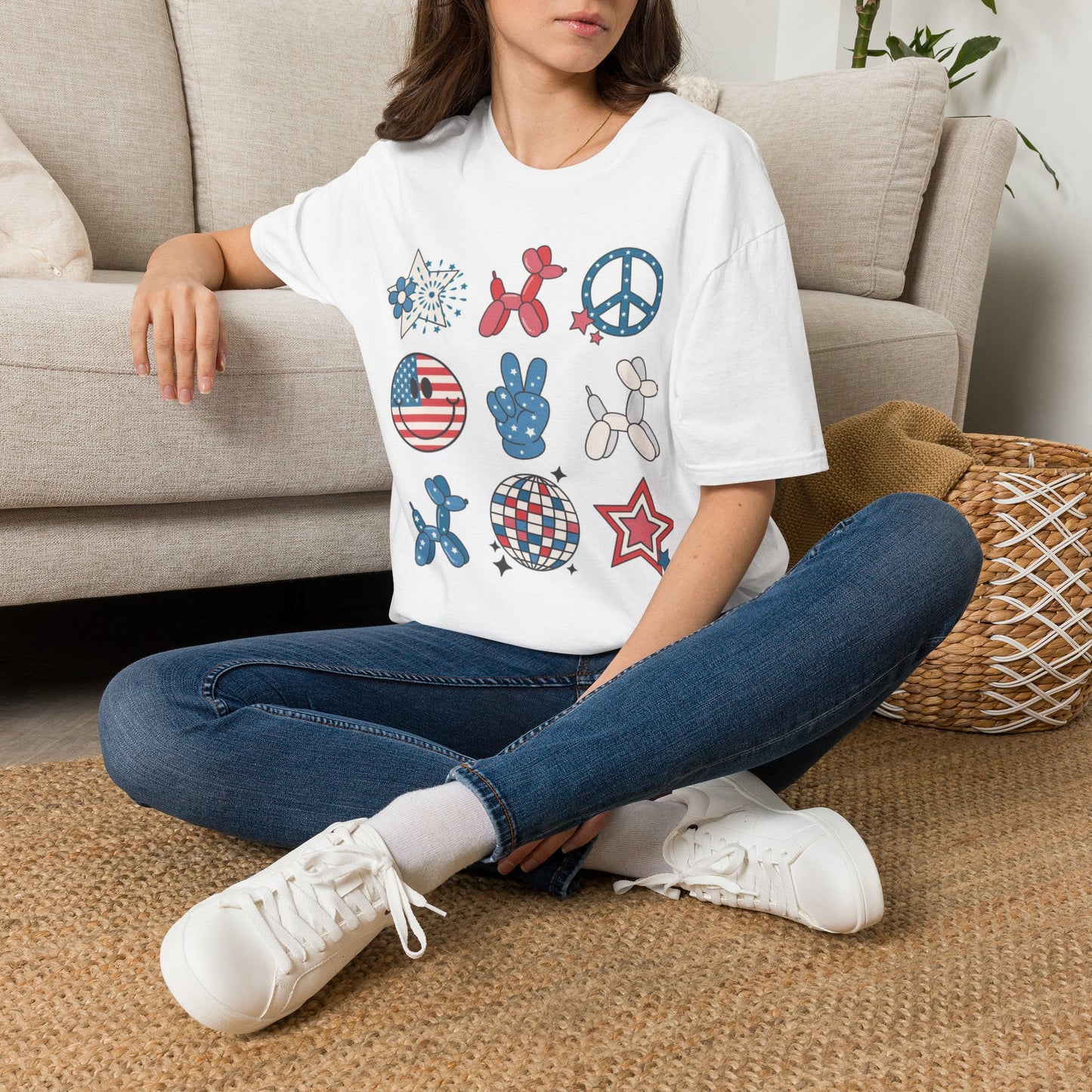 Patriotic Peace & Balloon Dog Graphic T-Shirt