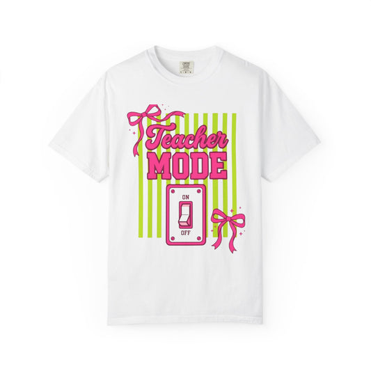Teacher Mode T-Shirt — Cute Pink Ribbon "Teacher Mode" Graphic Tee