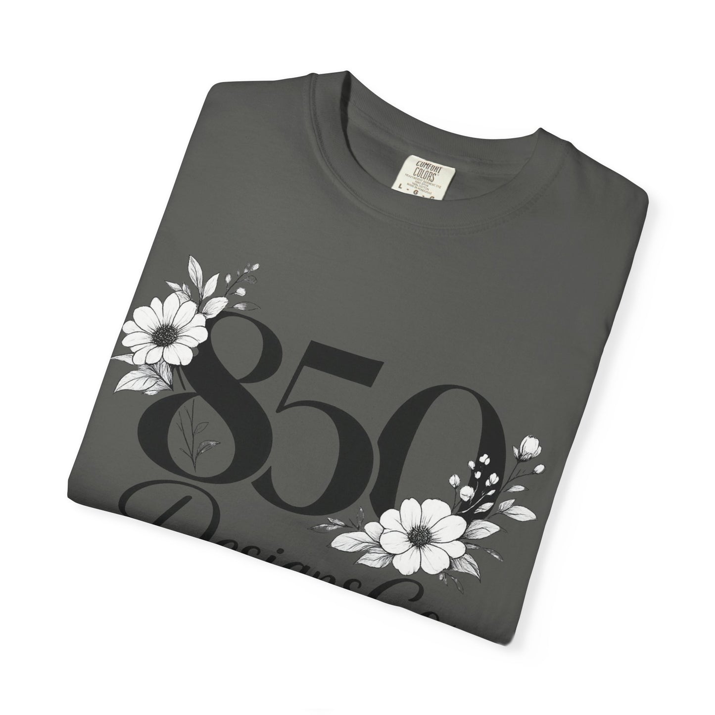 850 Designs Co Floral Logo T-shirt | Script Number Graphic