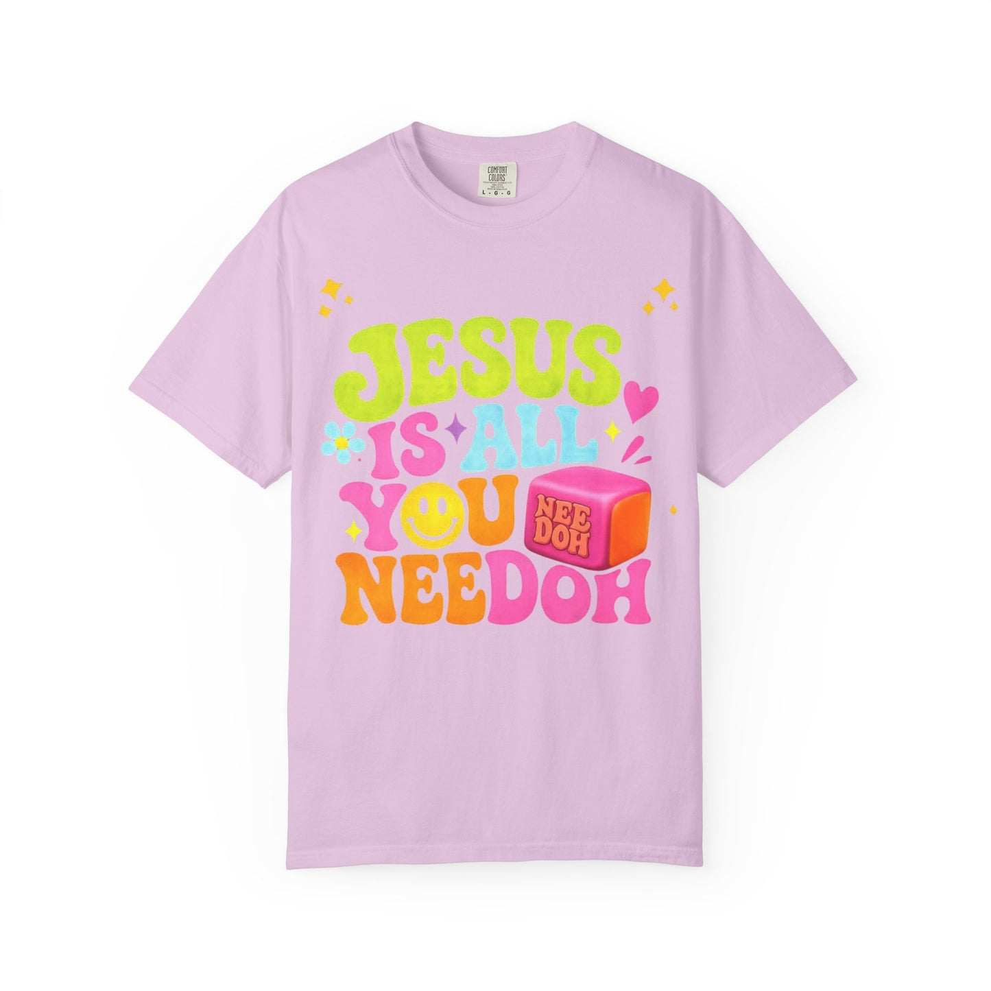 Christian T-Shirt — "Jesus Is All You Need" Colorful Retro Graphic Tee