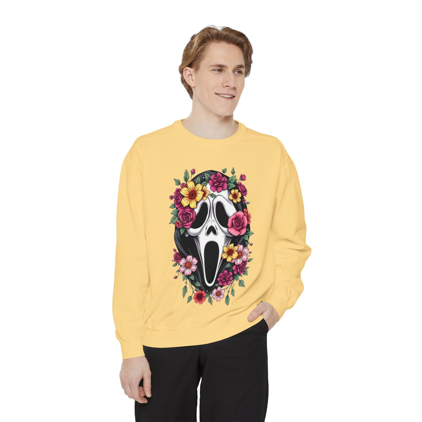 Floral Scream Sweatshirt — Floral Ghost Face Crewneck