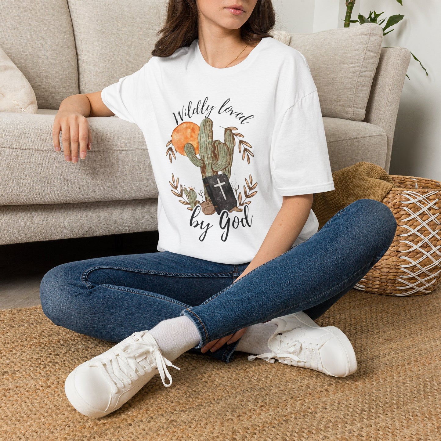 Wildly Loved T‑Shirt — Cactus Sunset Christian Tee ("Wildly loved by God")