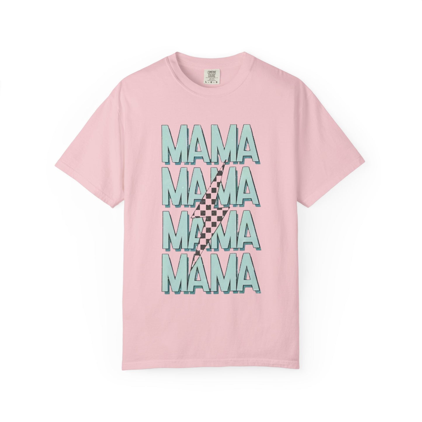 Mama Repeat Graphic T-Shirt — Checker Accent Mother's Day Tee