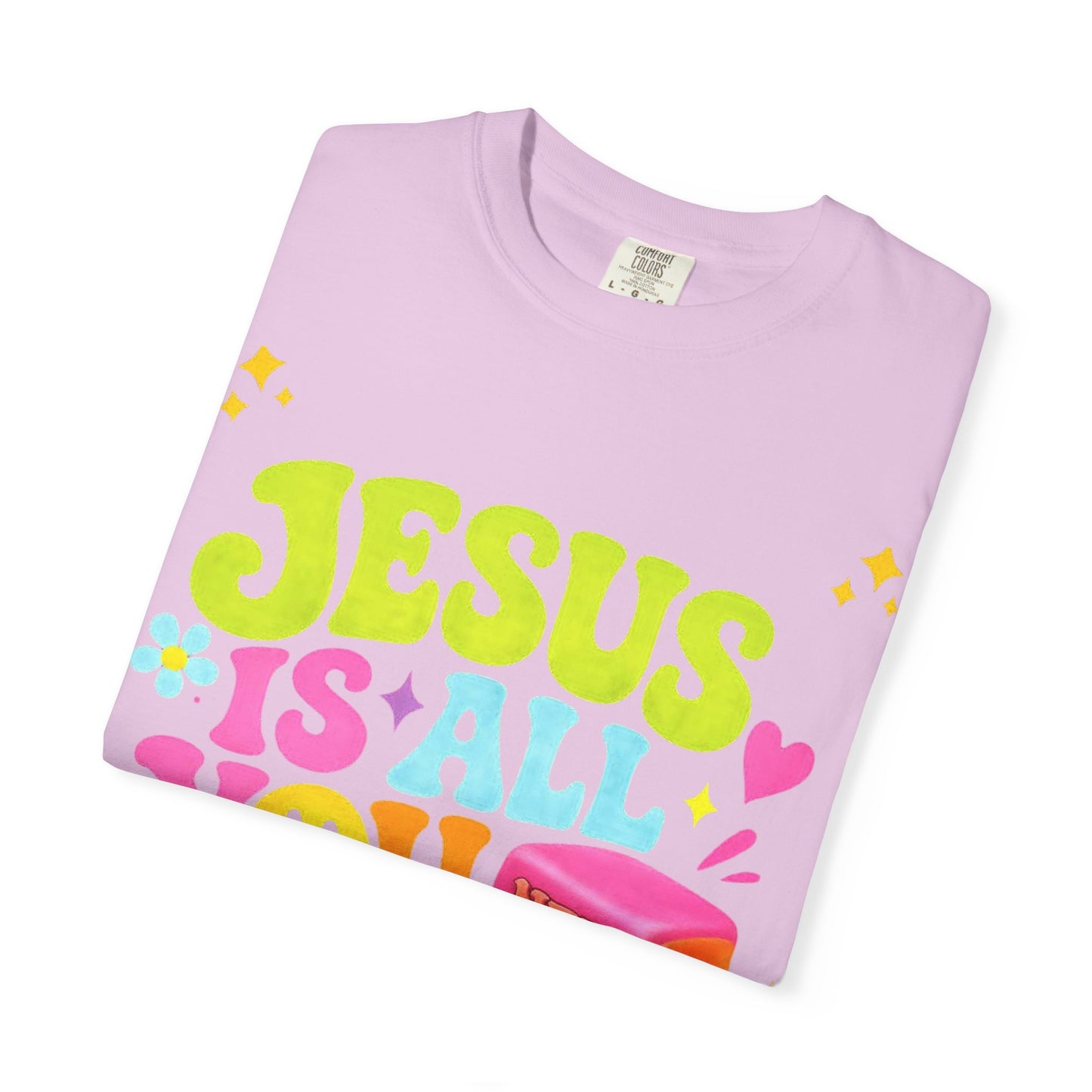 Christian T-Shirt — "Jesus Is All You Need" Colorful Retro Graphic Tee