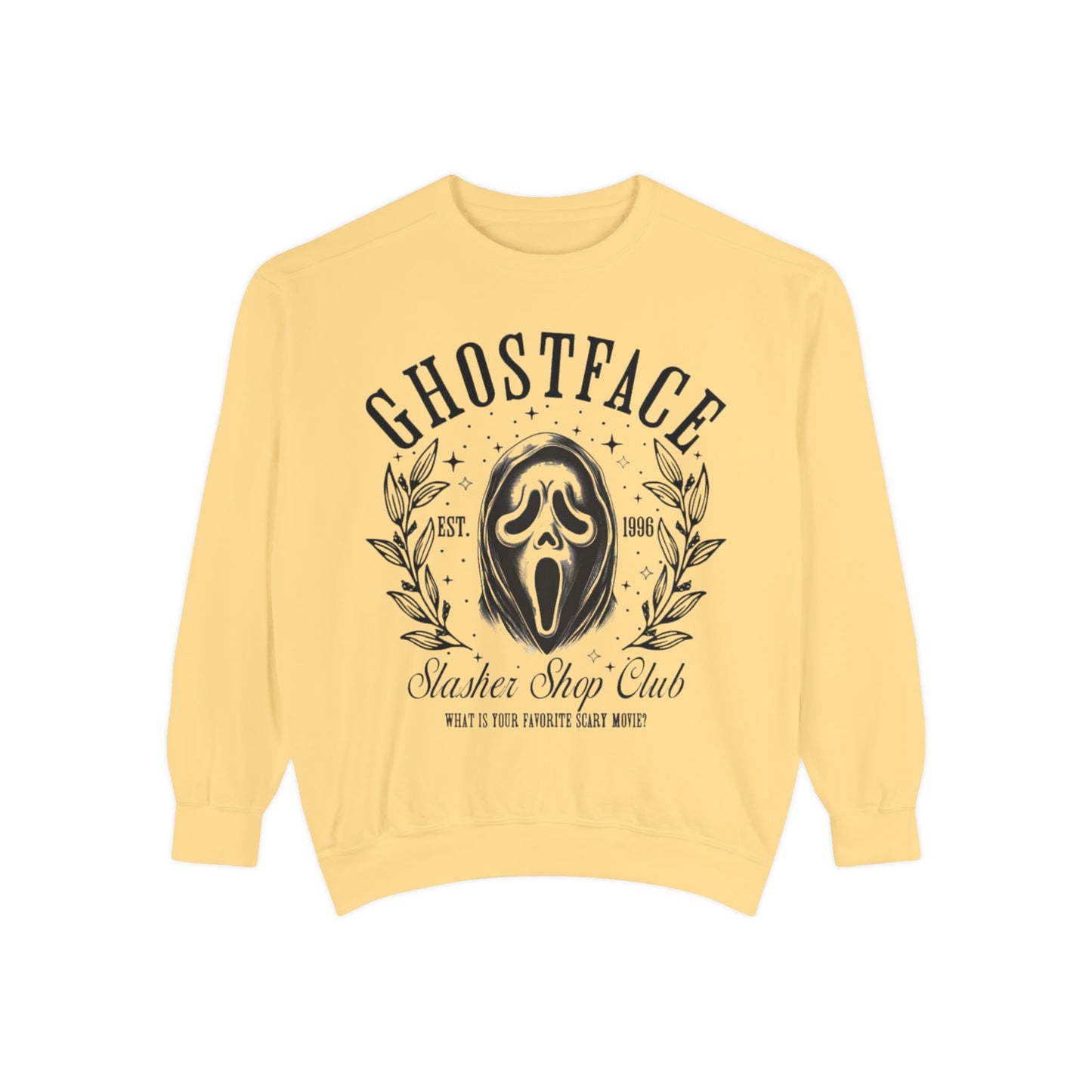 Ghostface Slasher Show Club Sweatshirt — Retro Horror Mask Crewneck