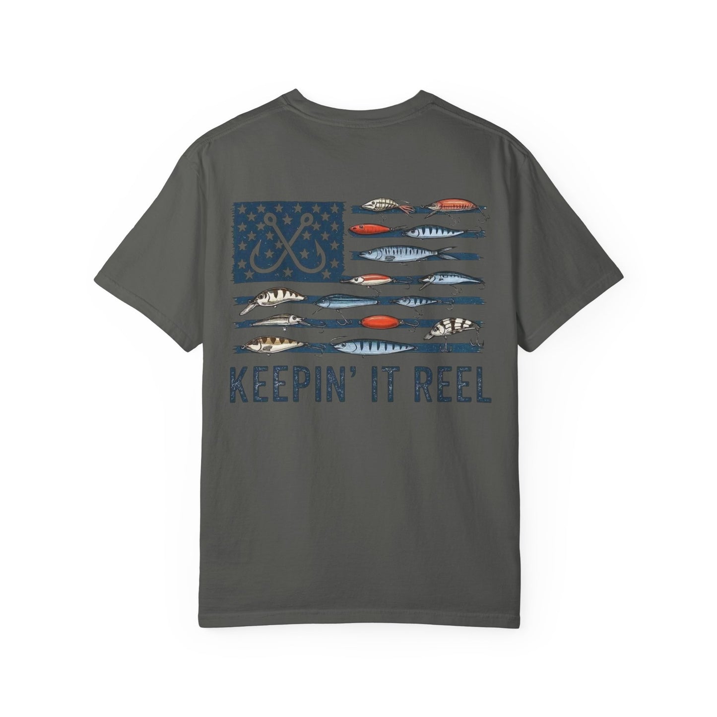 Fishing Flag T-Shirt — "Keepin' It Reel" Patriotic Angler Tee