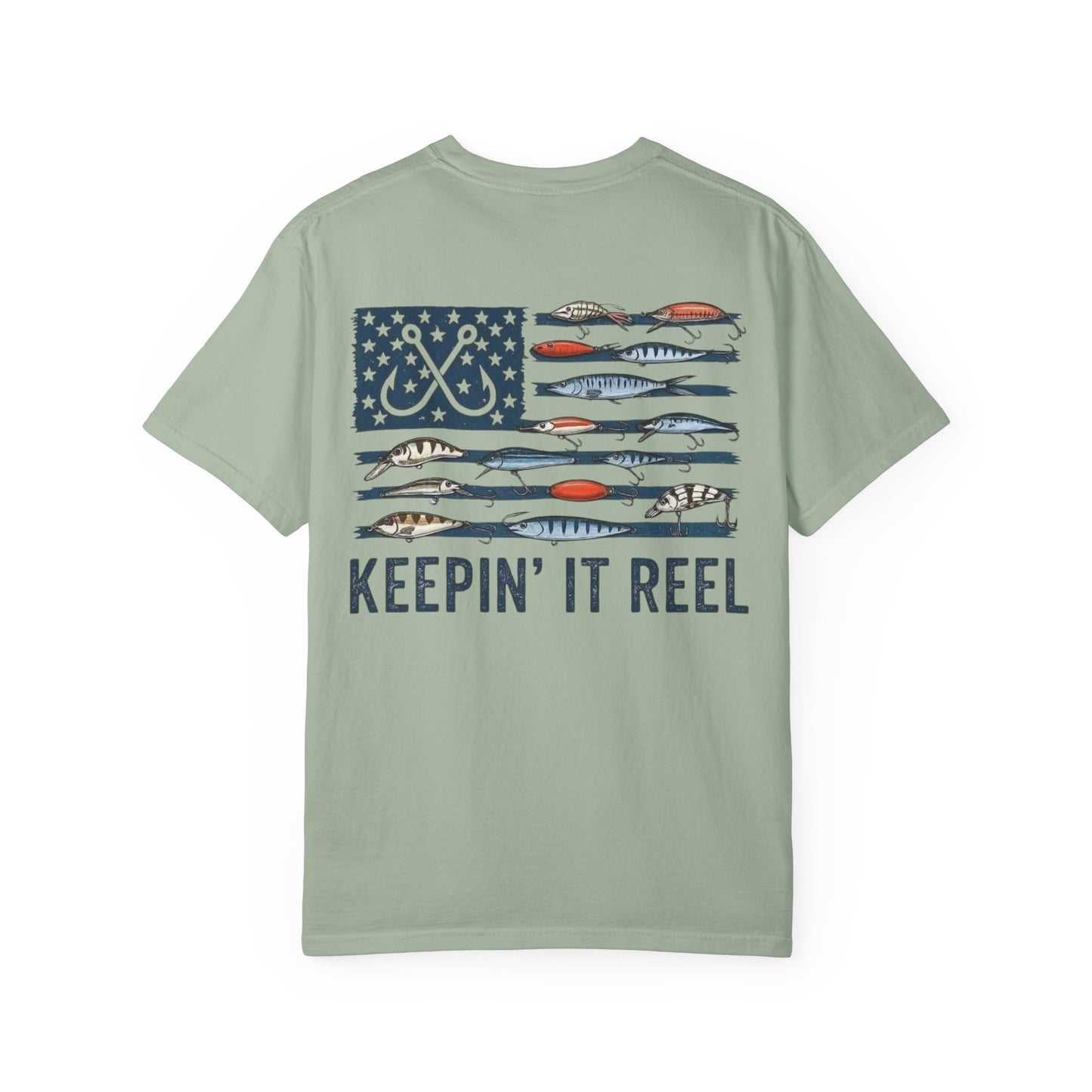 Fishing Flag T-Shirt — "Keepin' It Reel" Patriotic Angler Tee