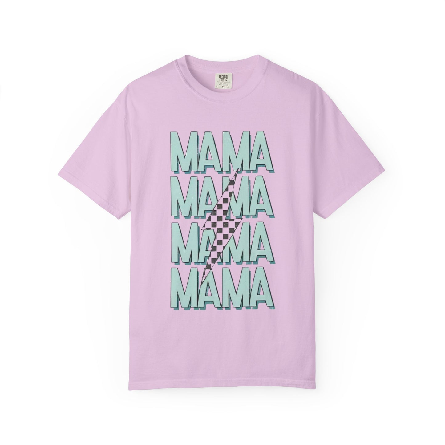 Mama Repeat Graphic T-Shirt — Checker Accent Mother's Day Tee