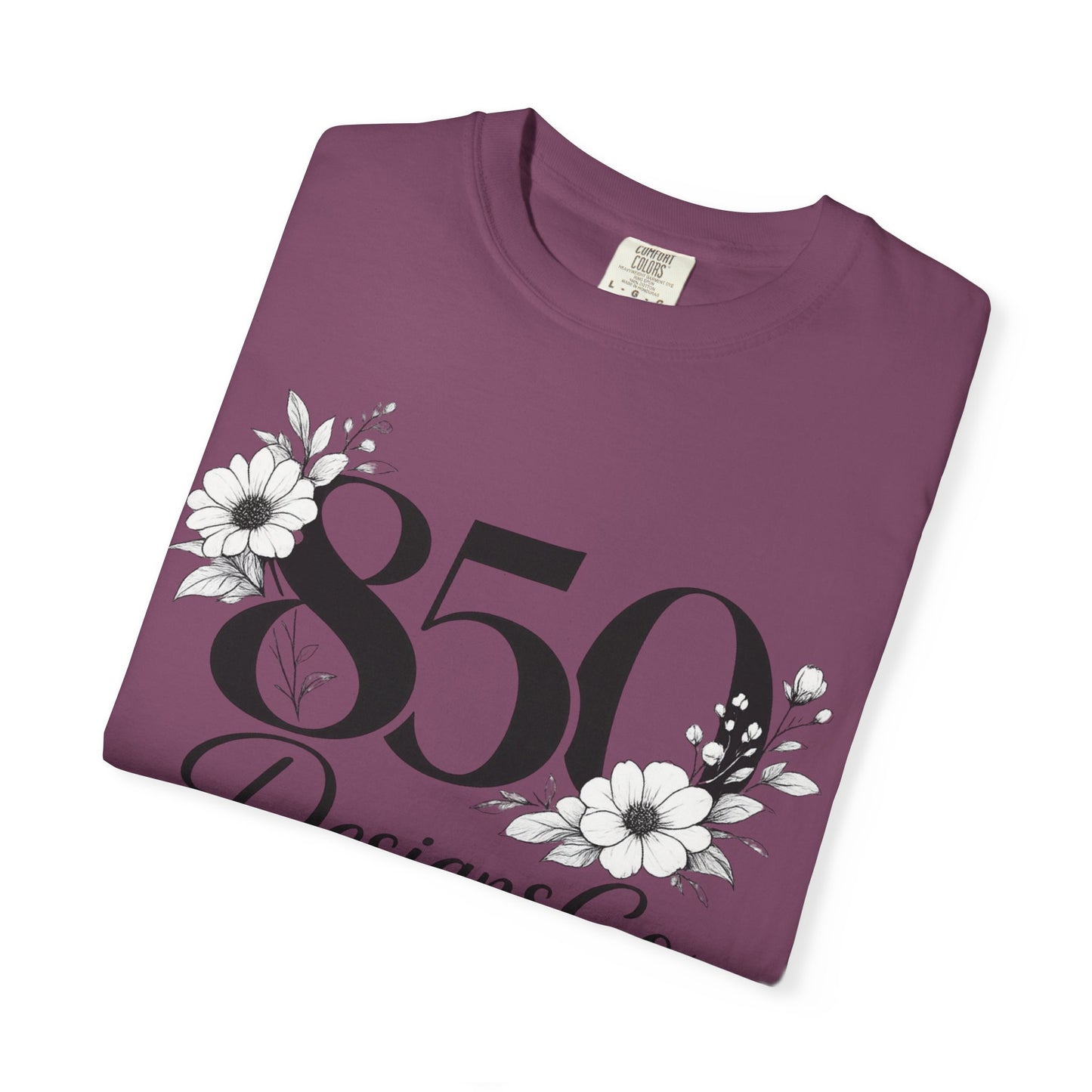 850 Designs Co Floral Logo T-shirt | Script Number Graphic