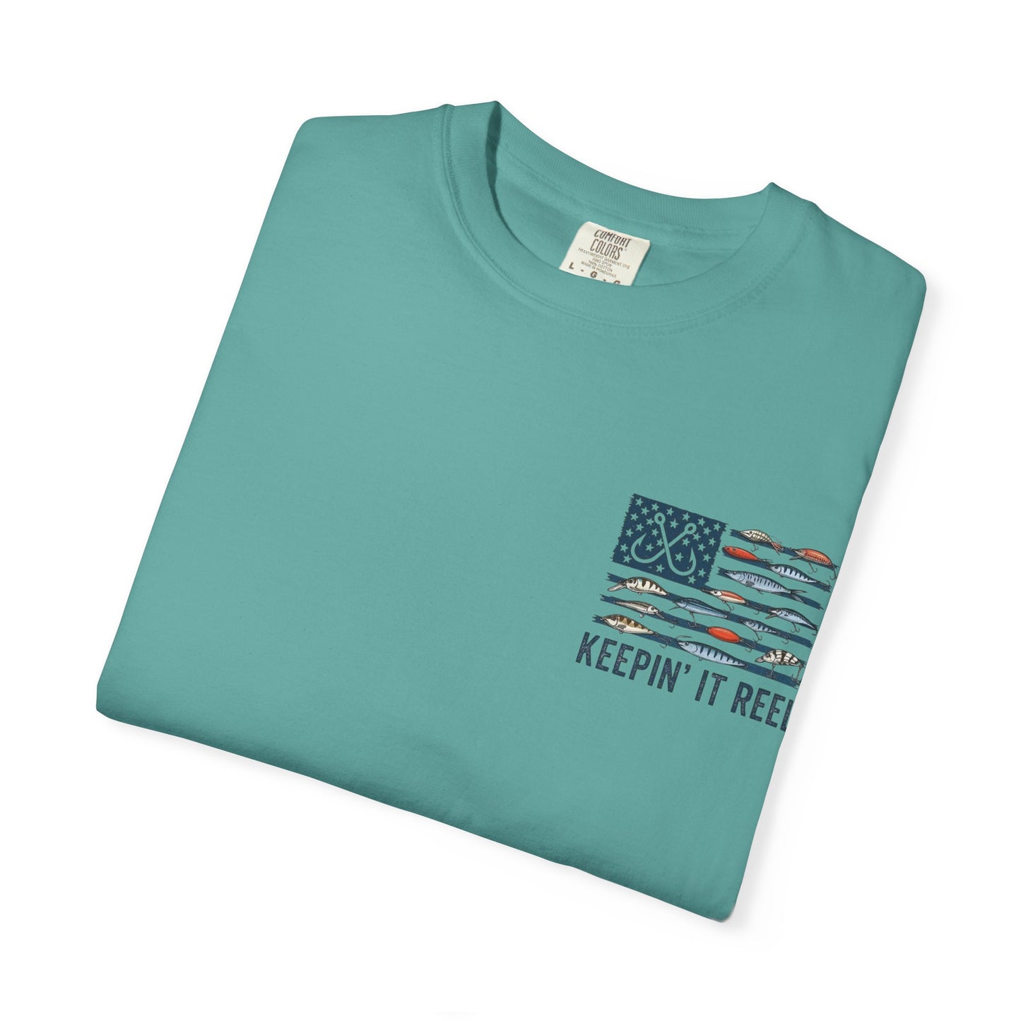 Fishing Flag T-Shirt — "Keepin' It Reel" Patriotic Angler Tee