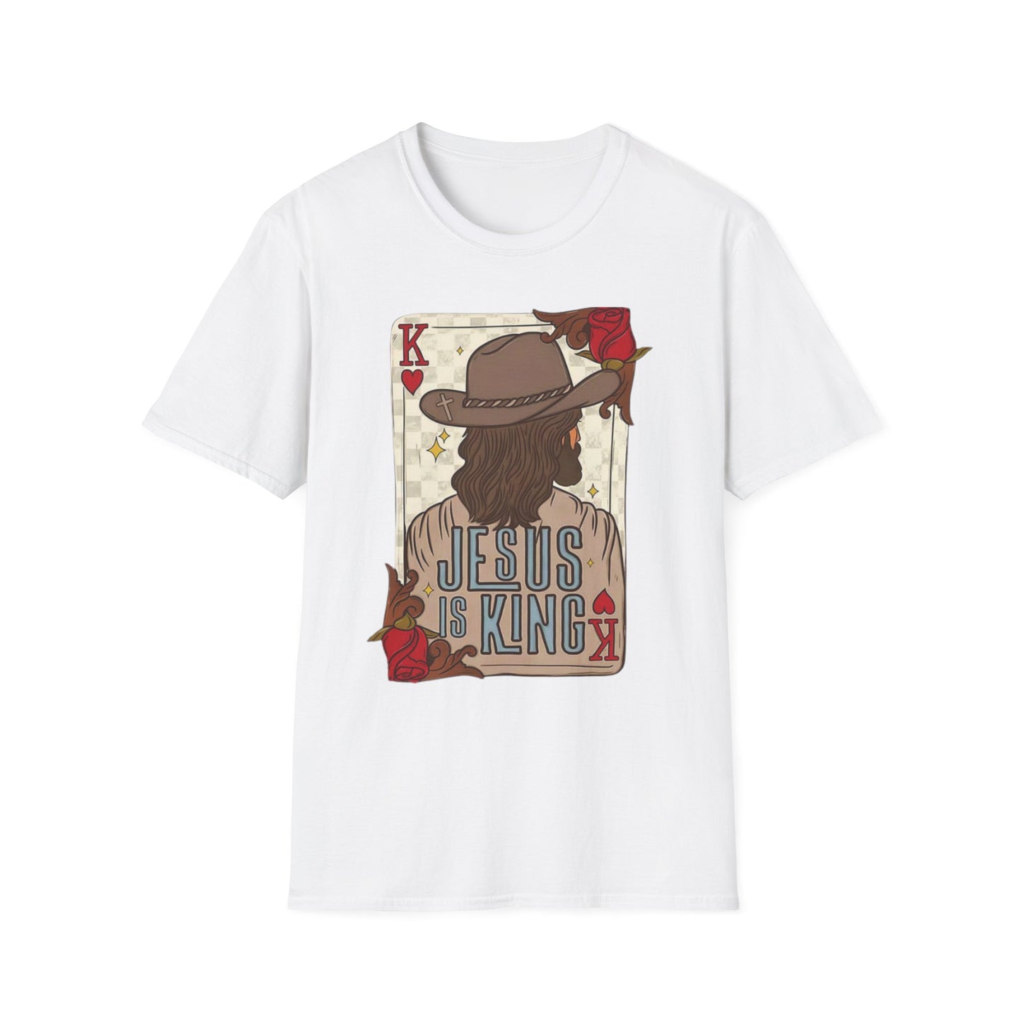 King of Hearts Tee — “Jesus is King” Western Playing Card Graphic T-Shirt