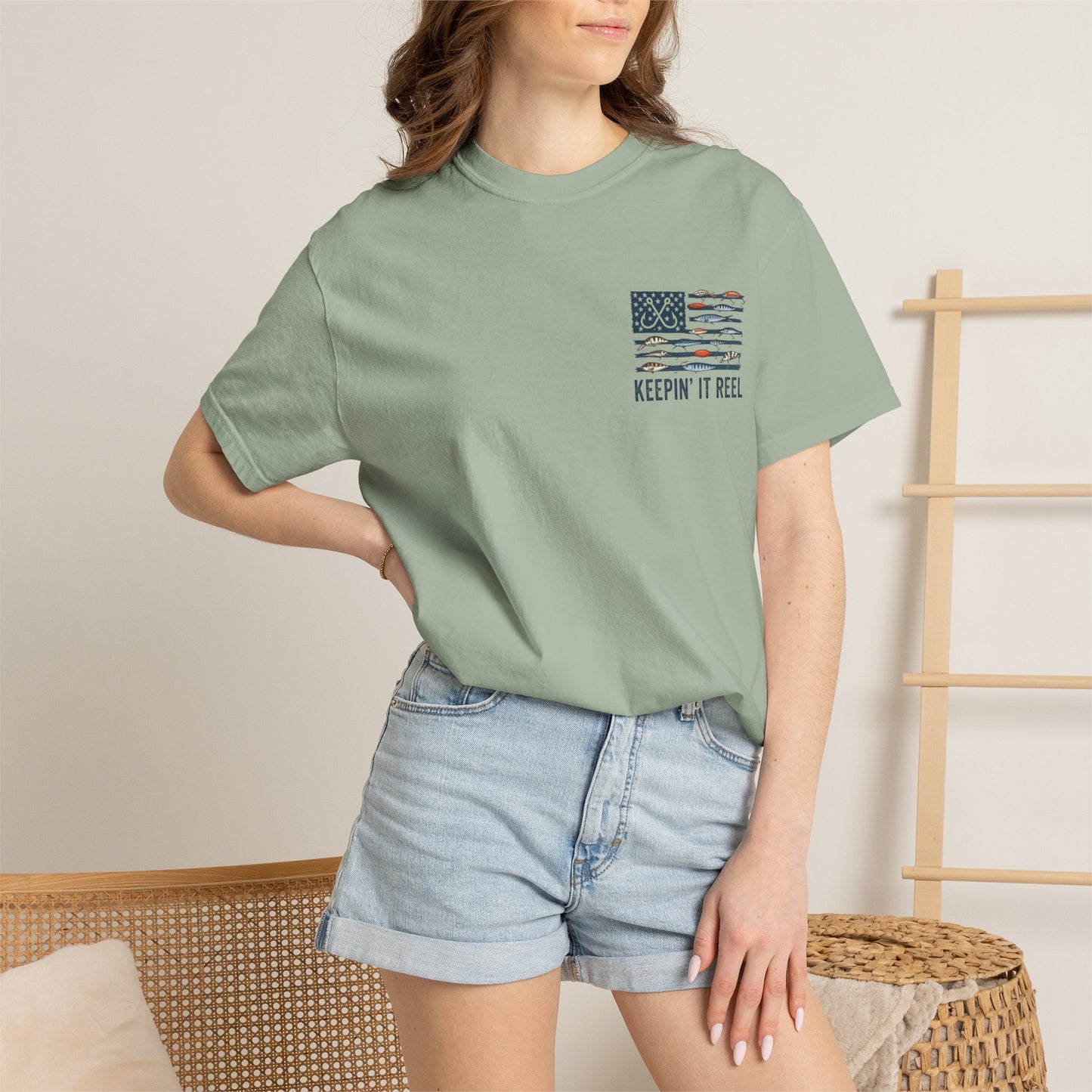 Fishing Flag T-Shirt — "Keepin' It Reel" Patriotic Angler Tee
