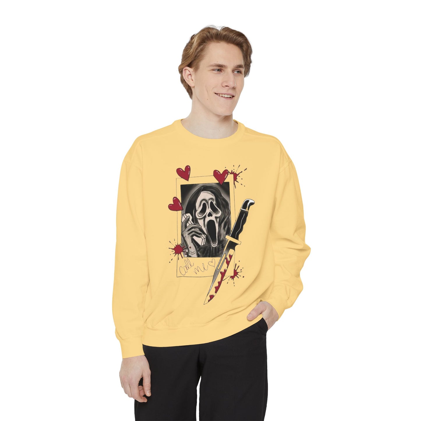 Scream Mask Knife Sweatshirt — Horror Graphic Pullover